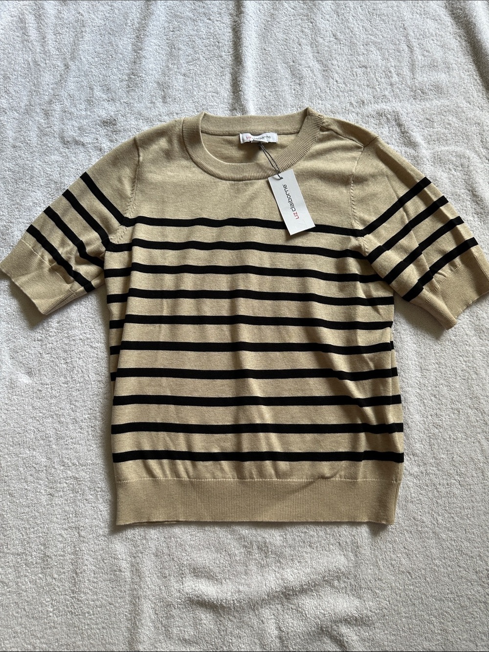 Liz Claiborne Women’s Short Sleeve Crewneck Striped Sweater NWT Size S